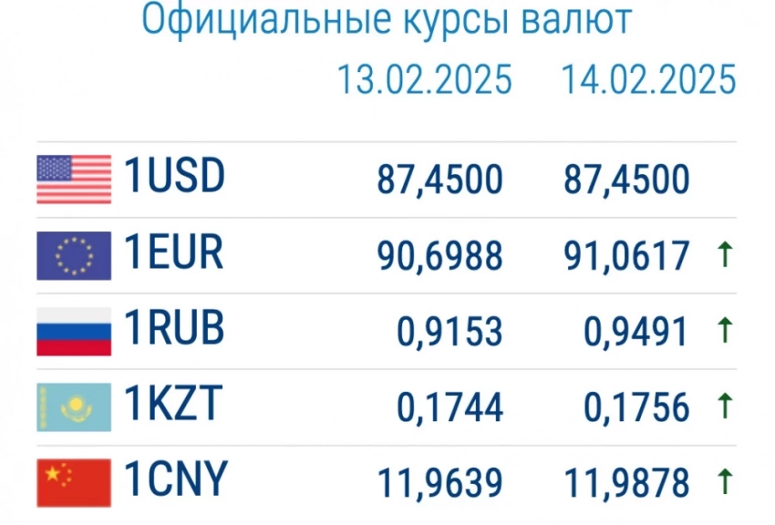 Валютанын курсу коммерциялык банктарда 14-февралда: рубль өсүүдө жана өсүүдө
