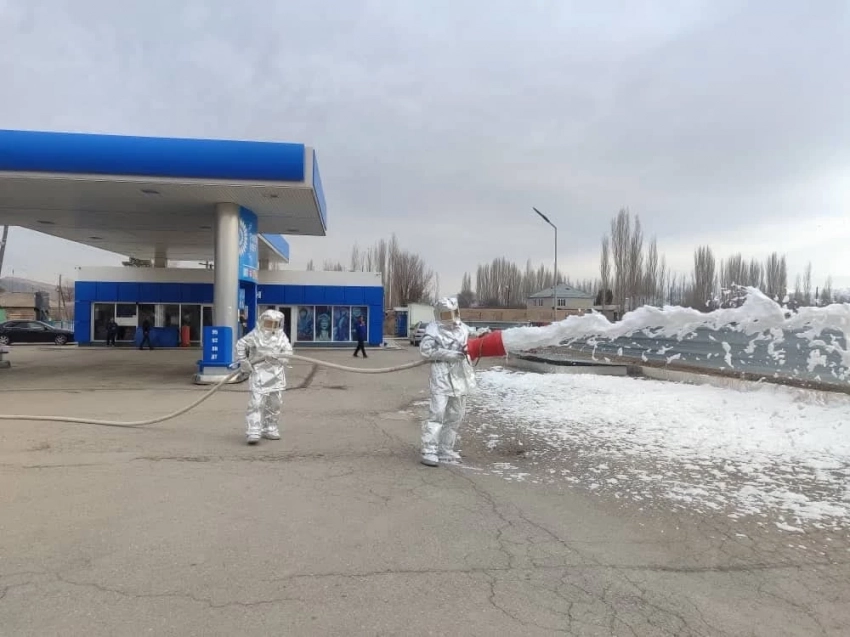 Баккай-Аттагы жанармай желесинде өрт-тактикалык машыгуу өткөрүлдү