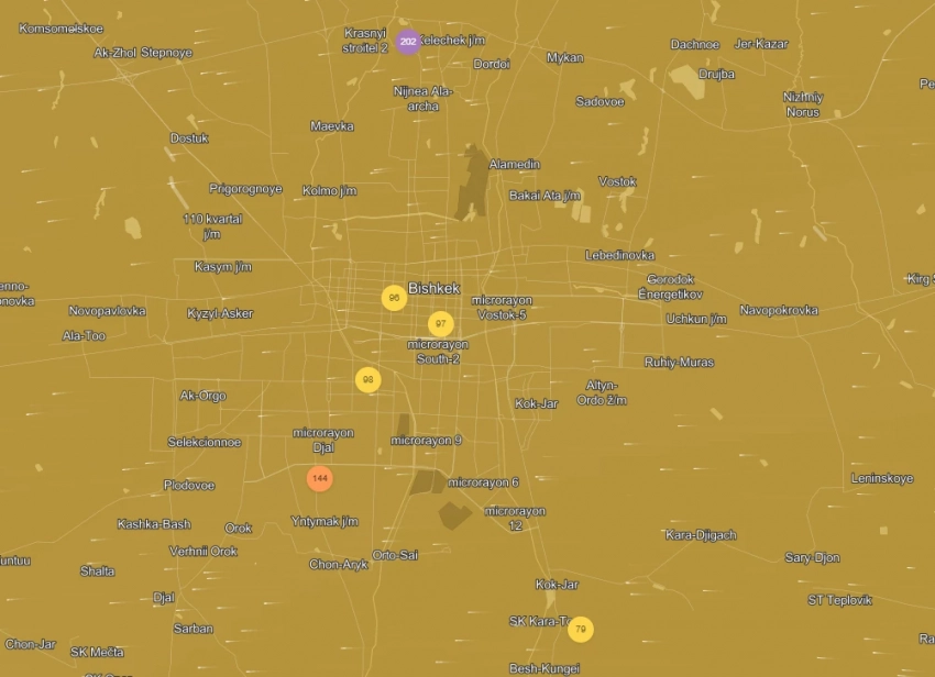 Бишкектин абасынын булганышы 13-мартта. Датчиктер кандай көрсөтөт