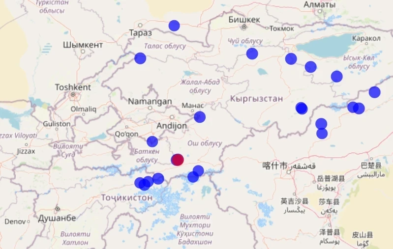На юге Кыргызстана зарегистрировано два землетрясения