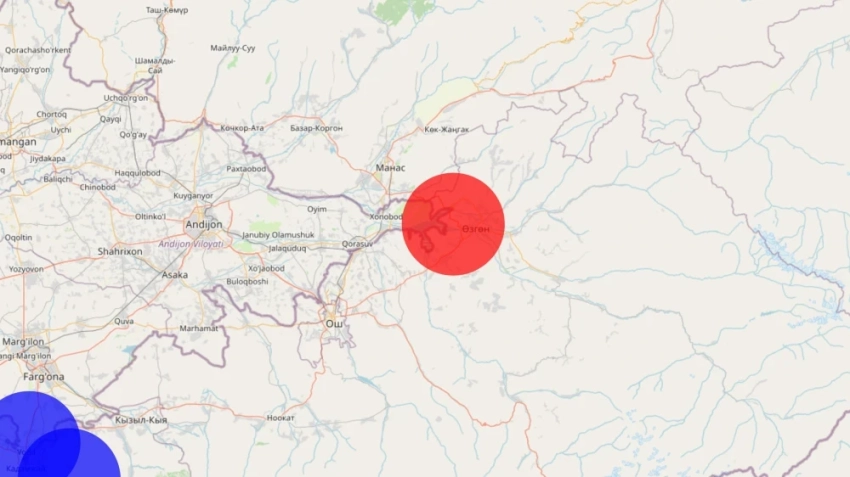 Недалеко от города Манаса произошло землетрясение магнитудой 3