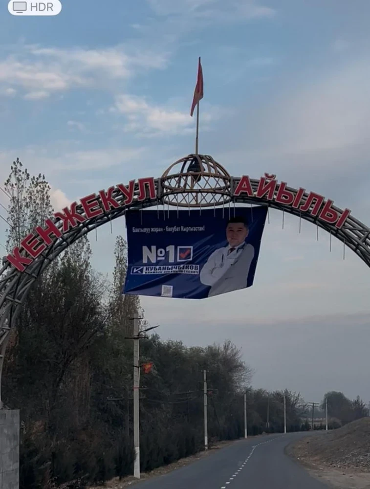 В милицию пожаловались на баннер кандидата в депутаты на сельской арке