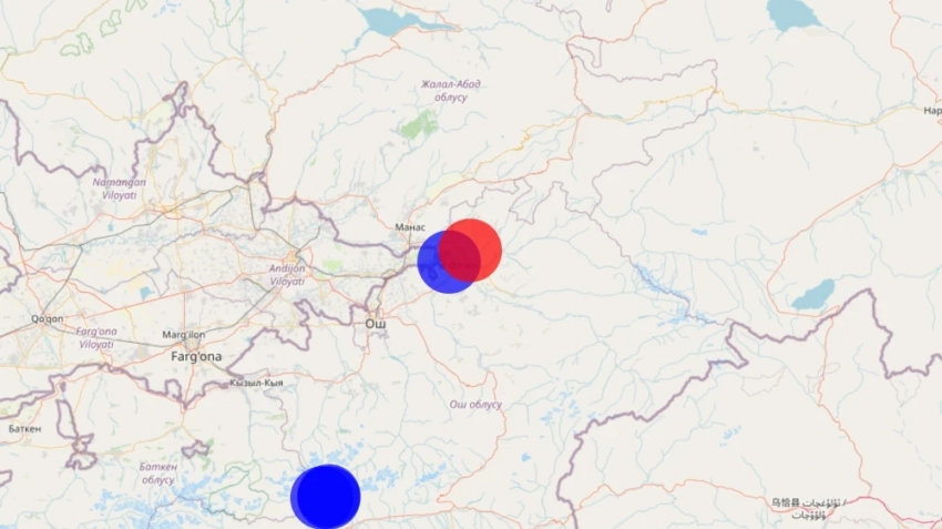 На границе Джалал-Абадской и Ошской областей произошло землетрясение