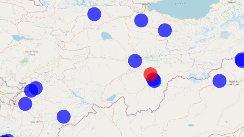 В Нарынской области произошло землетрясение магнитудой 4