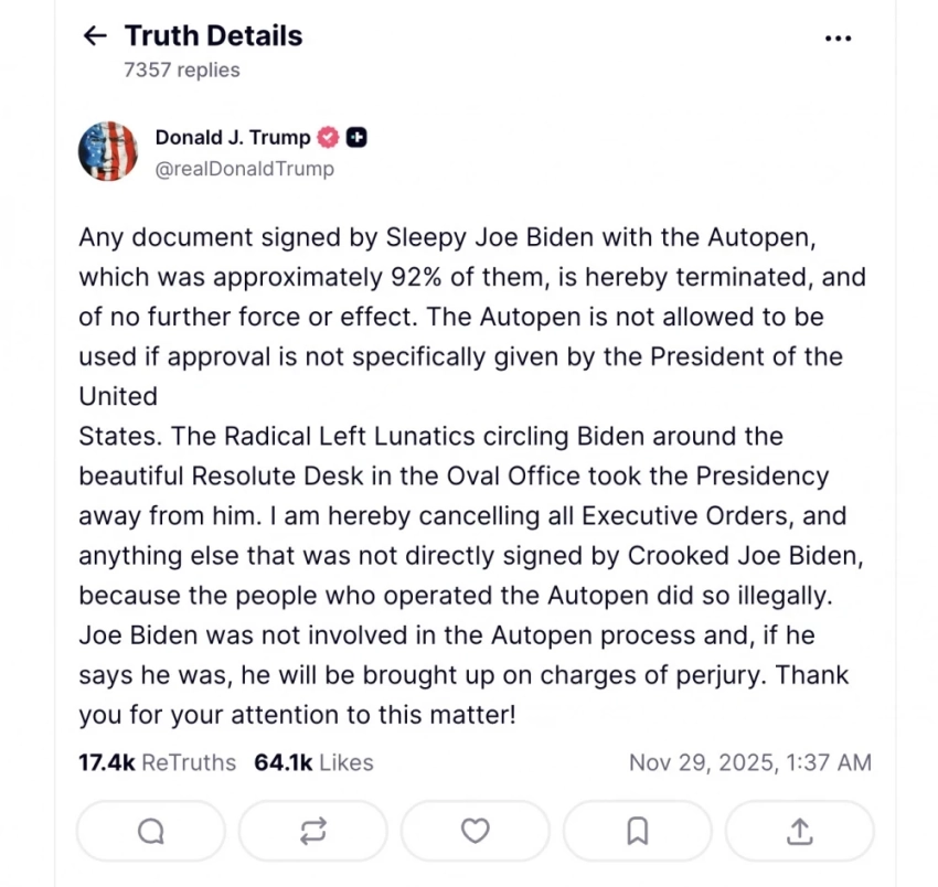 Дональд Трамп аннулирует большинство указов Байдена из-за автопера