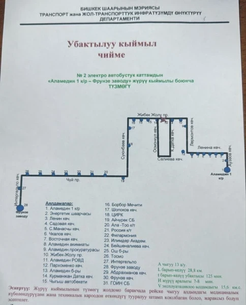 В Бишкеке изменили еще один электробусный маршрут